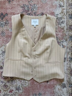Maison d'Amelie Beige Pinstripe Vest